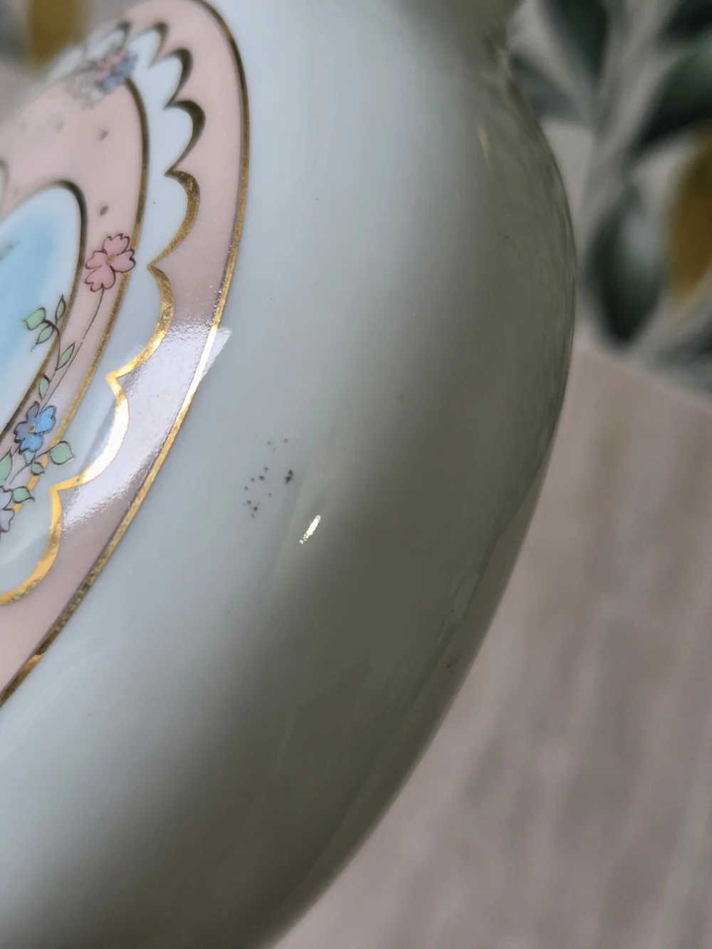 Vintage Applause Inc Japan Porcelain Cottage Heart Moon Flask Bud Vase